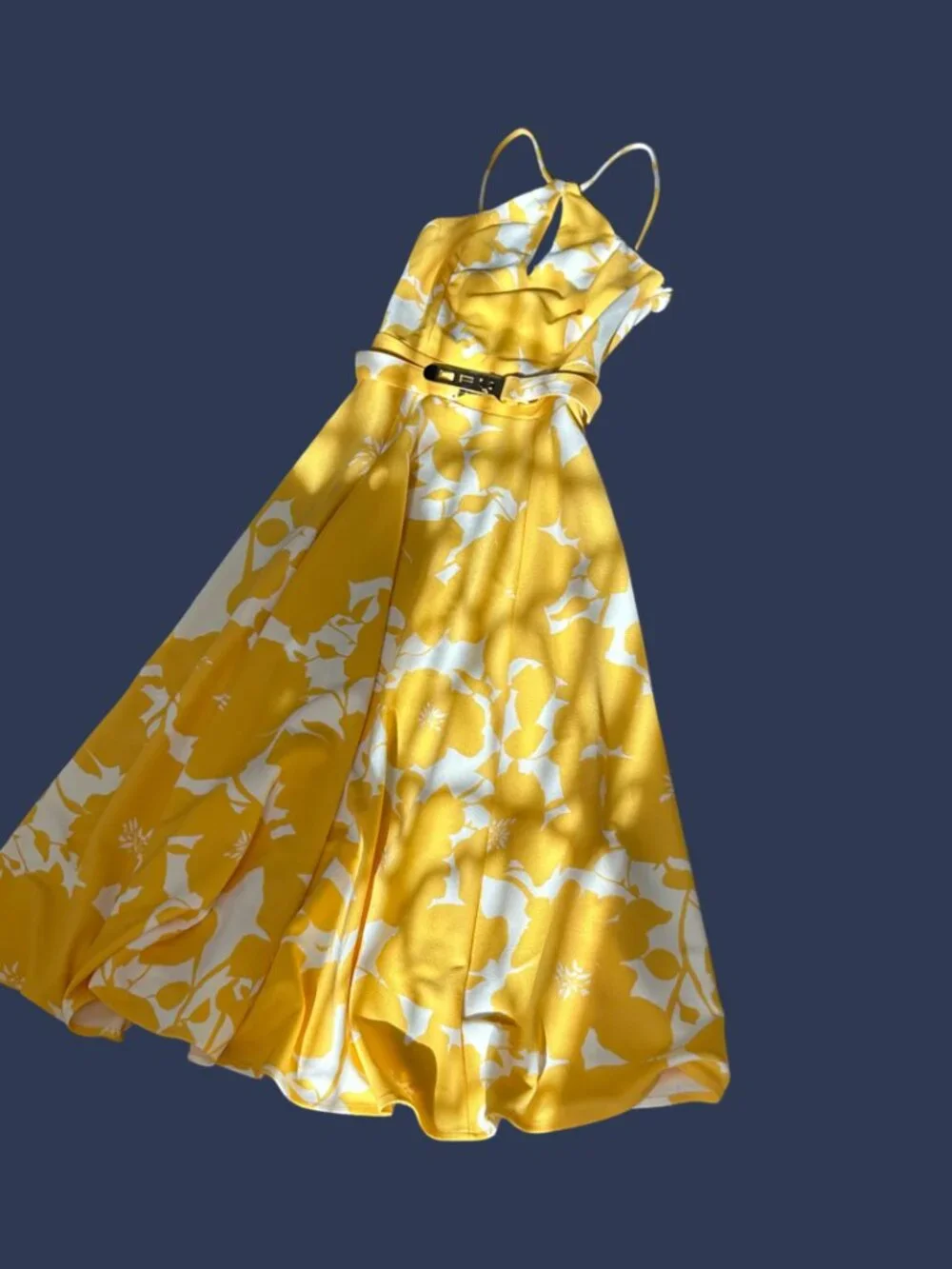 Marciano Yellow White Floral Halter Maxi Dress Belted Size S - Picture 4 of 5